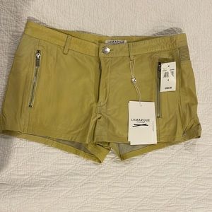 Lime green leather Lamarque shorts. NWT.